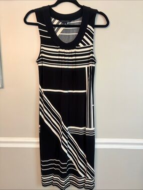 Banana Republic Black and White Geometric Stripe Sleeveless Dress